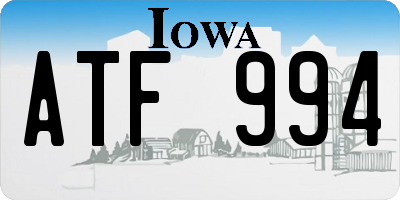 IA license plate ATF994