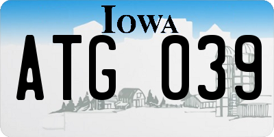 IA license plate ATG039