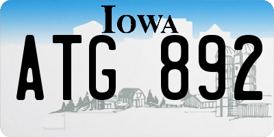 IA license plate ATG892