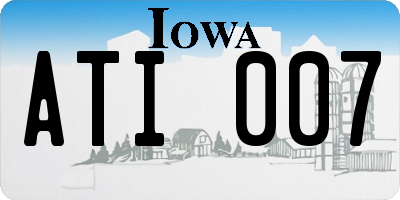 IA license plate ATI007