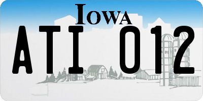 IA license plate ATI012