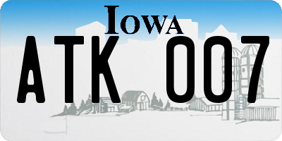 IA license plate ATK007