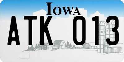 IA license plate ATK013