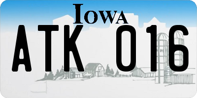 IA license plate ATK016