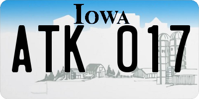 IA license plate ATK017
