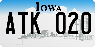 IA license plate ATK020