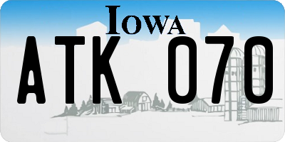 IA license plate ATK070
