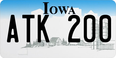 IA license plate ATK200