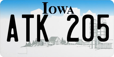 IA license plate ATK205