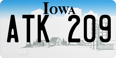 IA license plate ATK209
