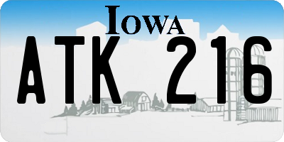 IA license plate ATK216