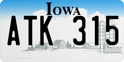 IA license plate ATK315