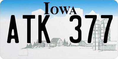 IA license plate ATK377