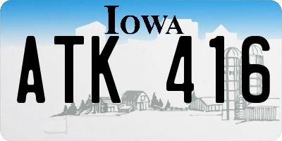IA license plate ATK416