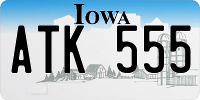 IA license plate ATK555