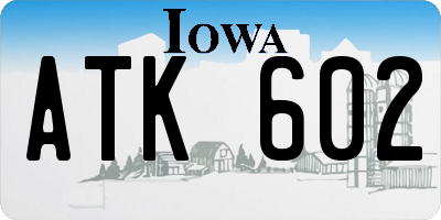 IA license plate ATK602