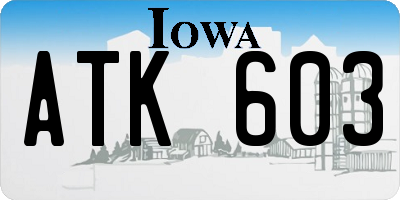 IA license plate ATK603