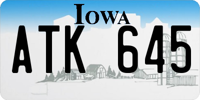 IA license plate ATK645