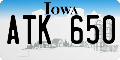 IA license plate ATK650