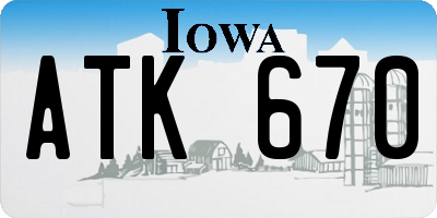 IA license plate ATK670