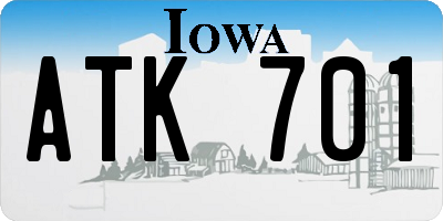 IA license plate ATK701
