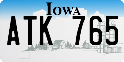 IA license plate ATK765
