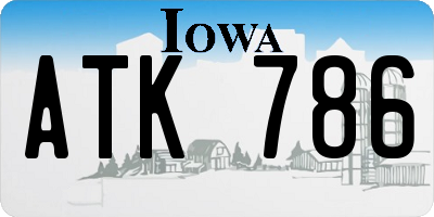 IA license plate ATK786