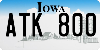 IA license plate ATK800