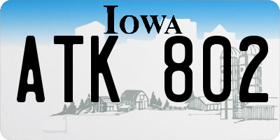 IA license plate ATK802