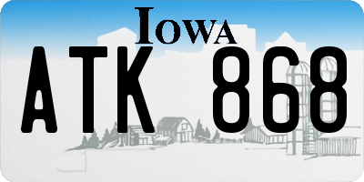 IA license plate ATK868
