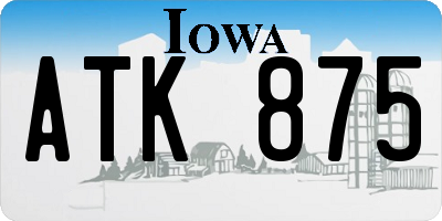 IA license plate ATK875