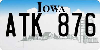 IA license plate ATK876