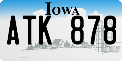 IA license plate ATK878