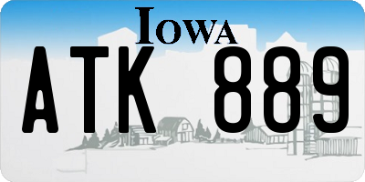 IA license plate ATK889