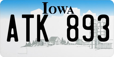 IA license plate ATK893