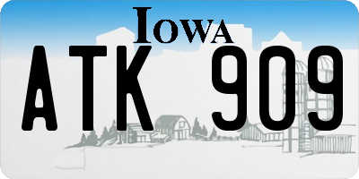 IA license plate ATK909
