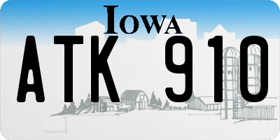 IA license plate ATK910
