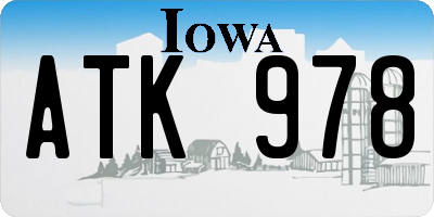 IA license plate ATK978
