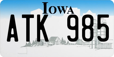 IA license plate ATK985