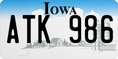 IA license plate ATK986