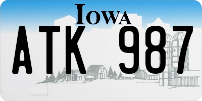 IA license plate ATK987