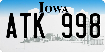 IA license plate ATK998