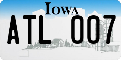 IA license plate ATL007