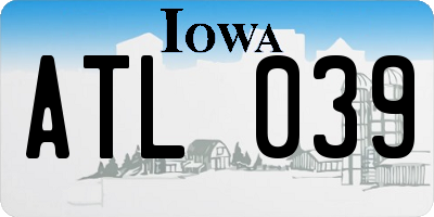 IA license plate ATL039