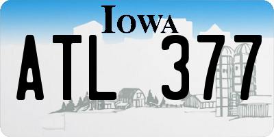 IA license plate ATL377