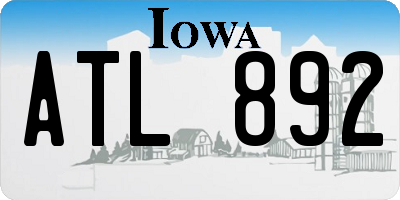 IA license plate ATL892