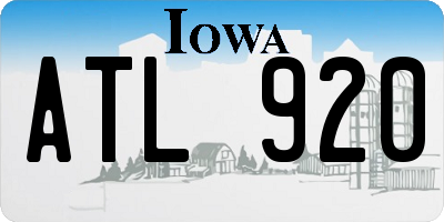 IA license plate ATL920