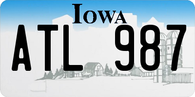IA license plate ATL987
