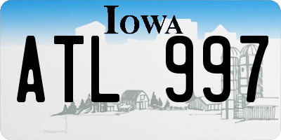 IA license plate ATL997