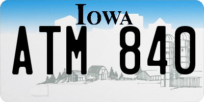 IA license plate ATM840